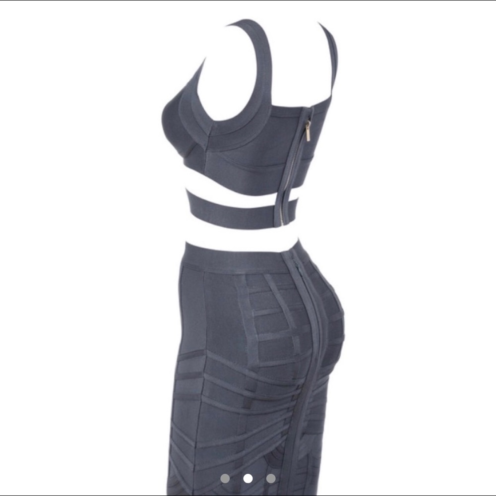 House of CB Bandage Two Piece Skirt Set Gray